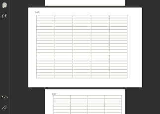 Portrait section followed by a landscape-rotated wide table, then back to portrait